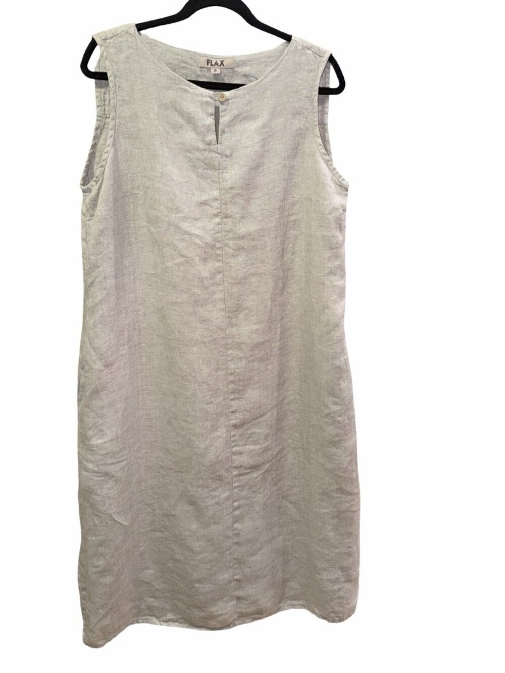 Flax Women's Size S 100% Linen Sleeveless Midi Shift Dress Lagenlook Minimalist